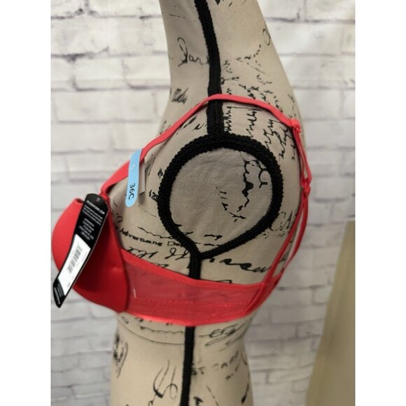 Maidenform Bra 36C Red Stone Push Up And In Plunging Neckline Lace DM9900 New - Picture 5 of 9